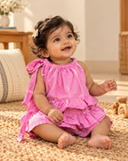Little Pink Ruffle Tie-Up Dress