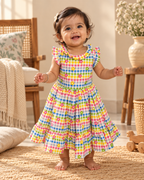 Little Rainbow Garden Gingham Dress