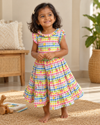 Little Rainbow Garden Gingham Dress