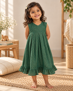 Little Emerald Check Pleats Dress