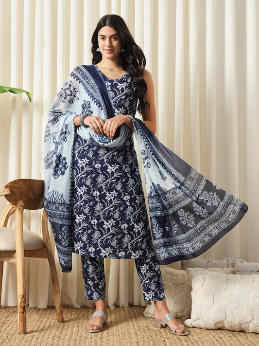 3 Pc Sleeveless Long Kurti Co-ord Set