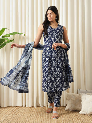 3 Pc Sleeveless Long Kurti Co-ord Set