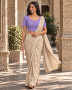 Lavender Short Sleeve Front Open Traditional Blouse