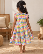 Little Rainbow Garden Gingham Dress