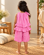 Little Pink Ruffle Tie-Up Dress