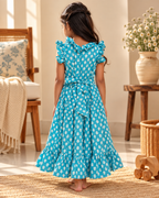 Little Teal Floral Ruffle Dress