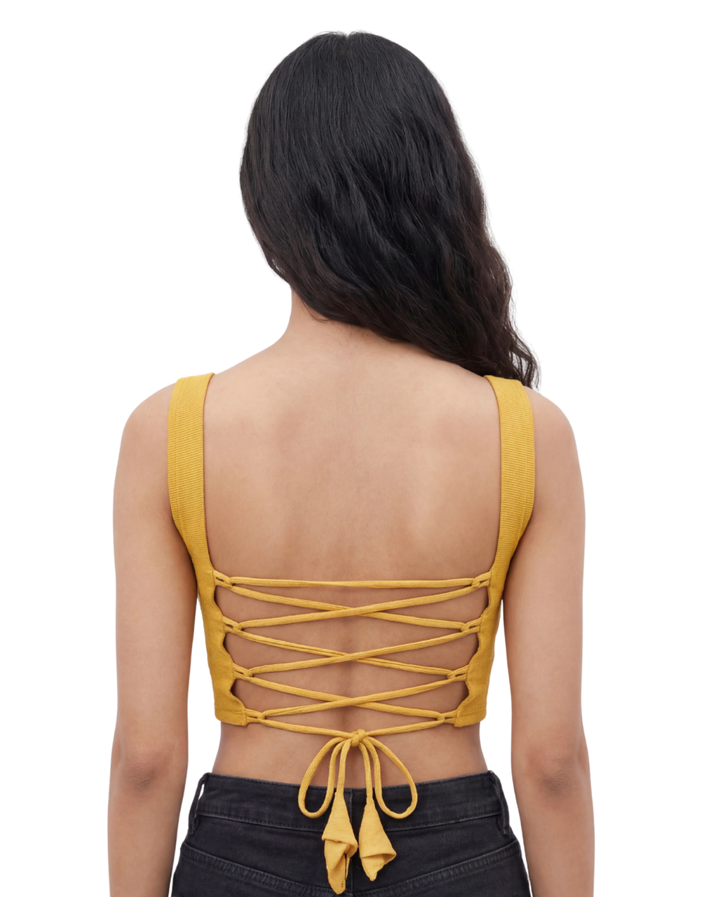 Golden Solace Lace-Up Top