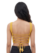 Golden Solace Lace-Up Top