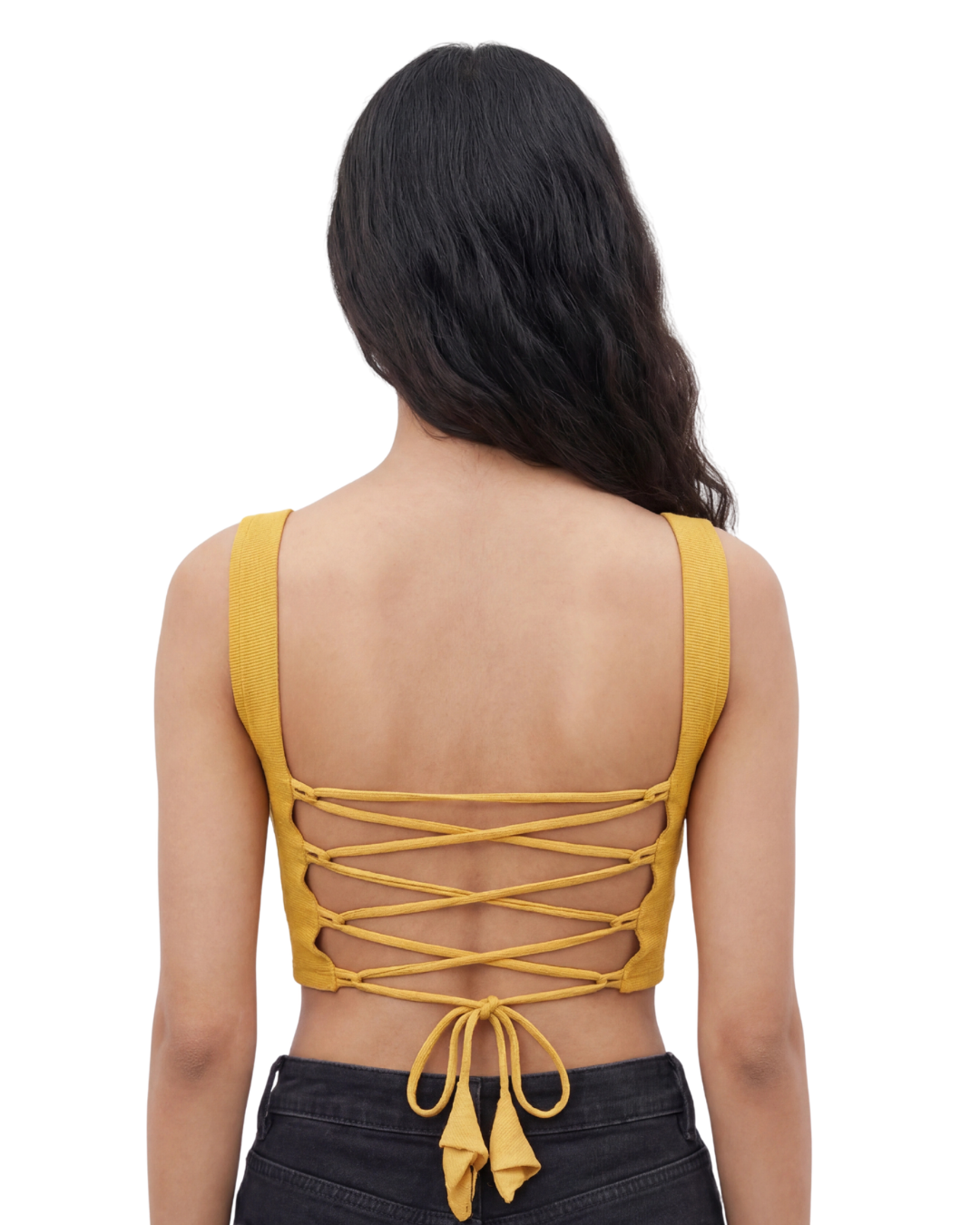Golden Solace Lace-Up Top