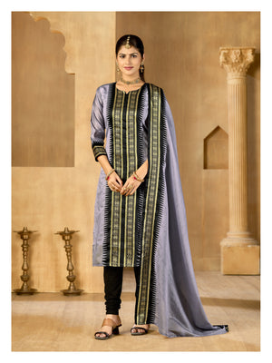 Grey Regal Weaves Cotton Kurta with dupatta