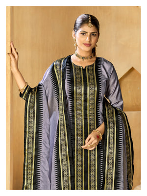 Grey Regal Weaves Cotton Kurta with dupatta