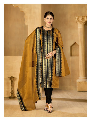 Mustard Regal Weaves Cotton Kurta with dupatta
