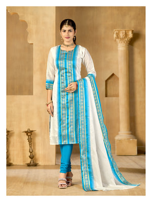 White Regal Weaves Cotton Kurta with dupatta