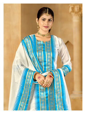 White Regal Weaves Cotton Kurta with dupatta
