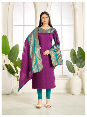Purple Ethnic Cotton Kurta with dupatta