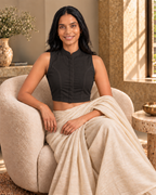 Classic Black Sleeveless Front Open Classic Blouse photo 7