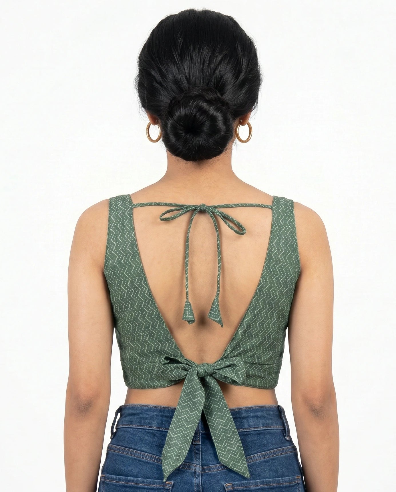 Olive Echo Bow Back Duality Wear Top