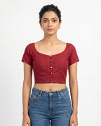 Scarlet Whisper Button-Up Blouse