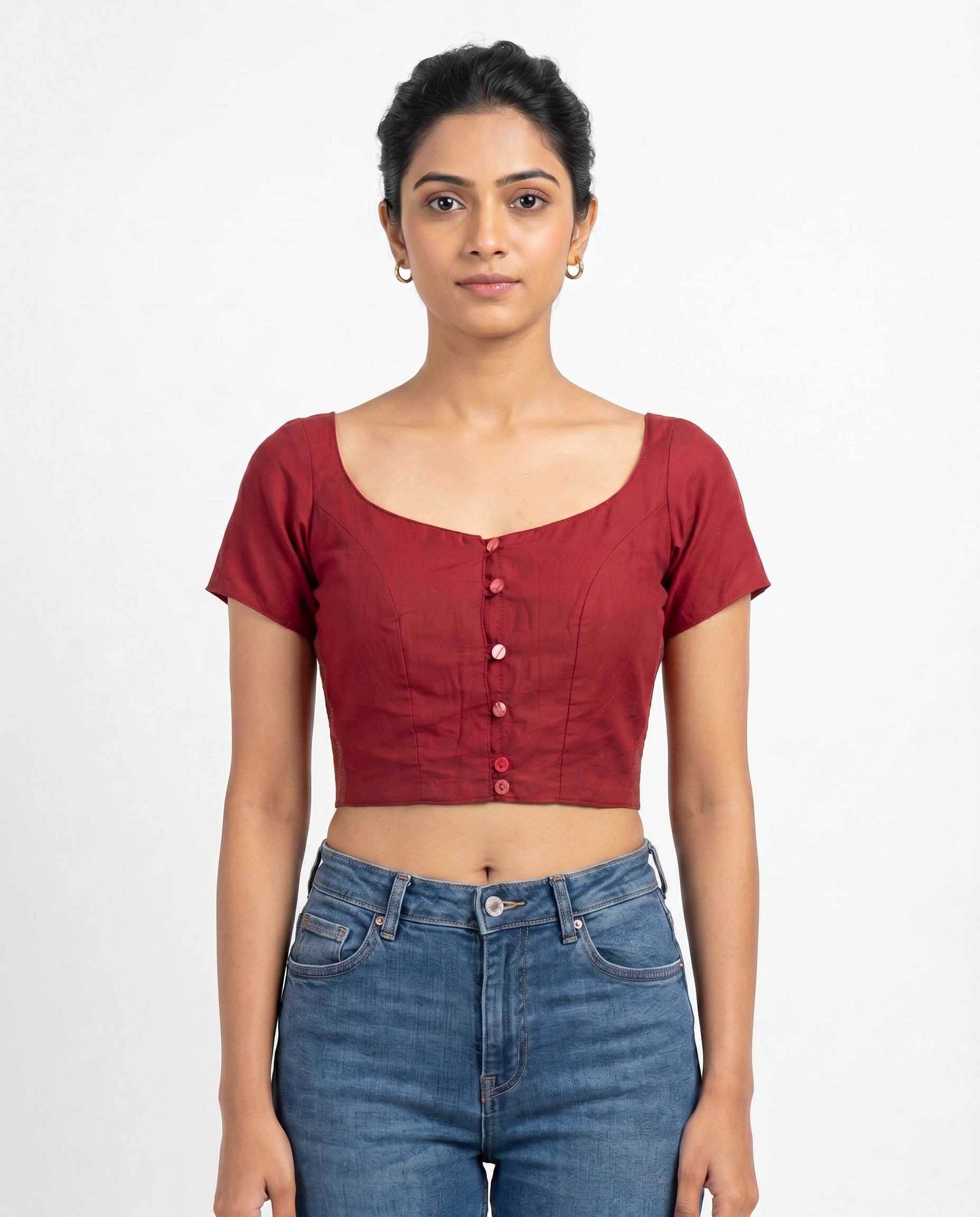 Scarlet Whisper Button-Up Blouse