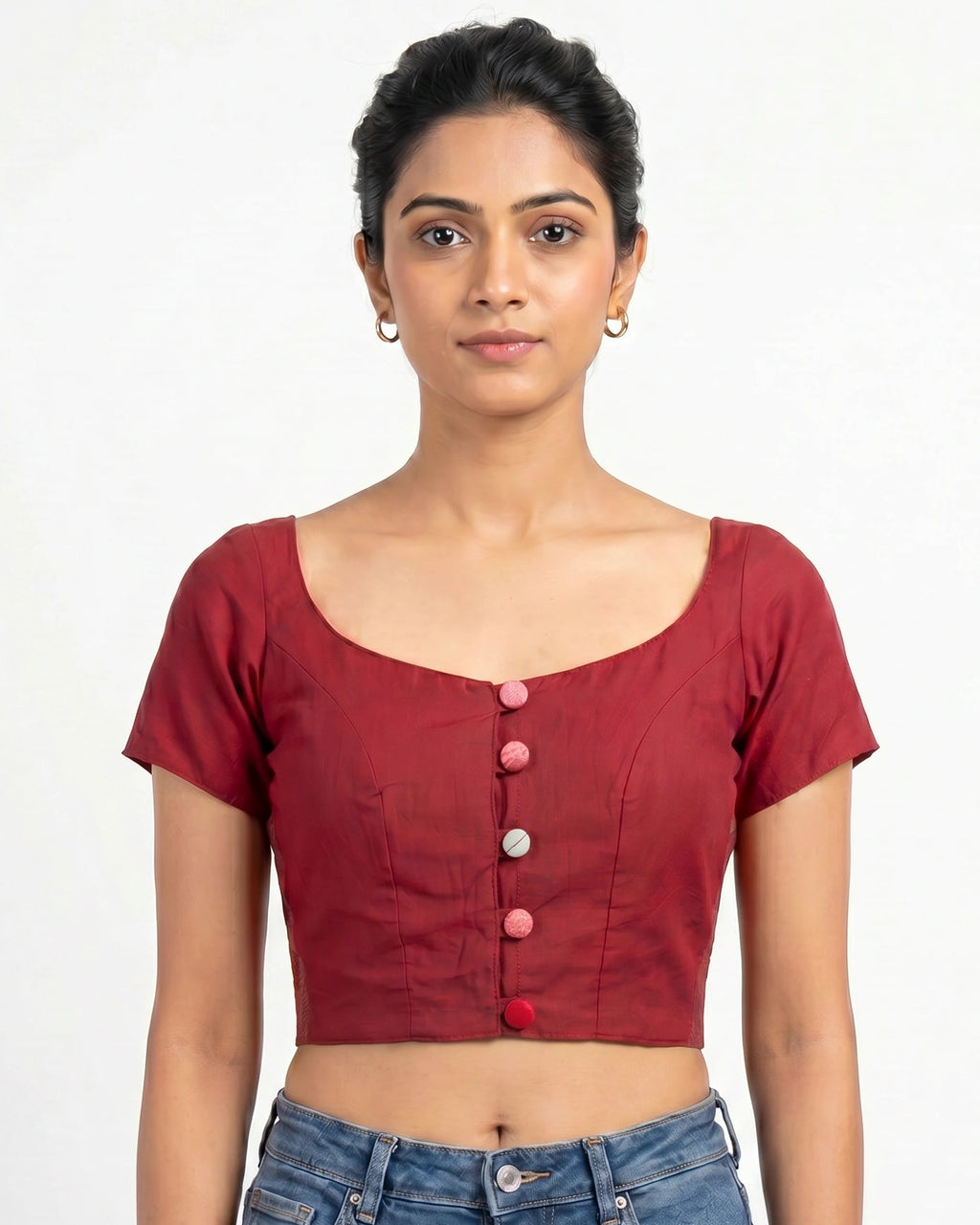 Scarlet Whisper Duality Button-Up Blouse