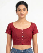 Scarlet Whisper Duality Button-Up Blouse