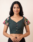 Midnight Garden Button-Up Blouse