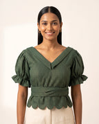 Emerald Check Celebration Bow Duality Wear Top
