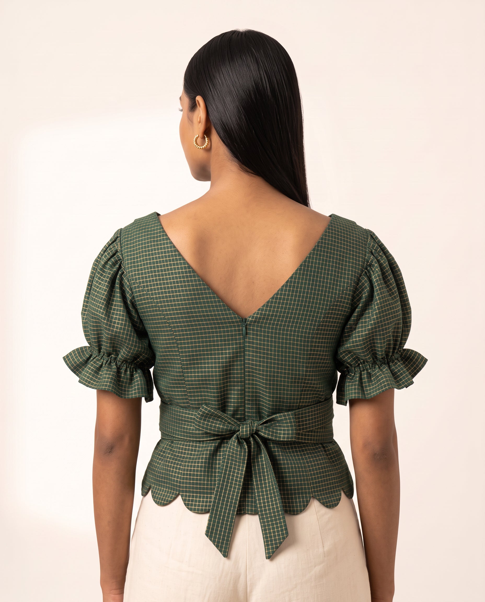 Emerald Check Celebration Bow Duality Wear Top