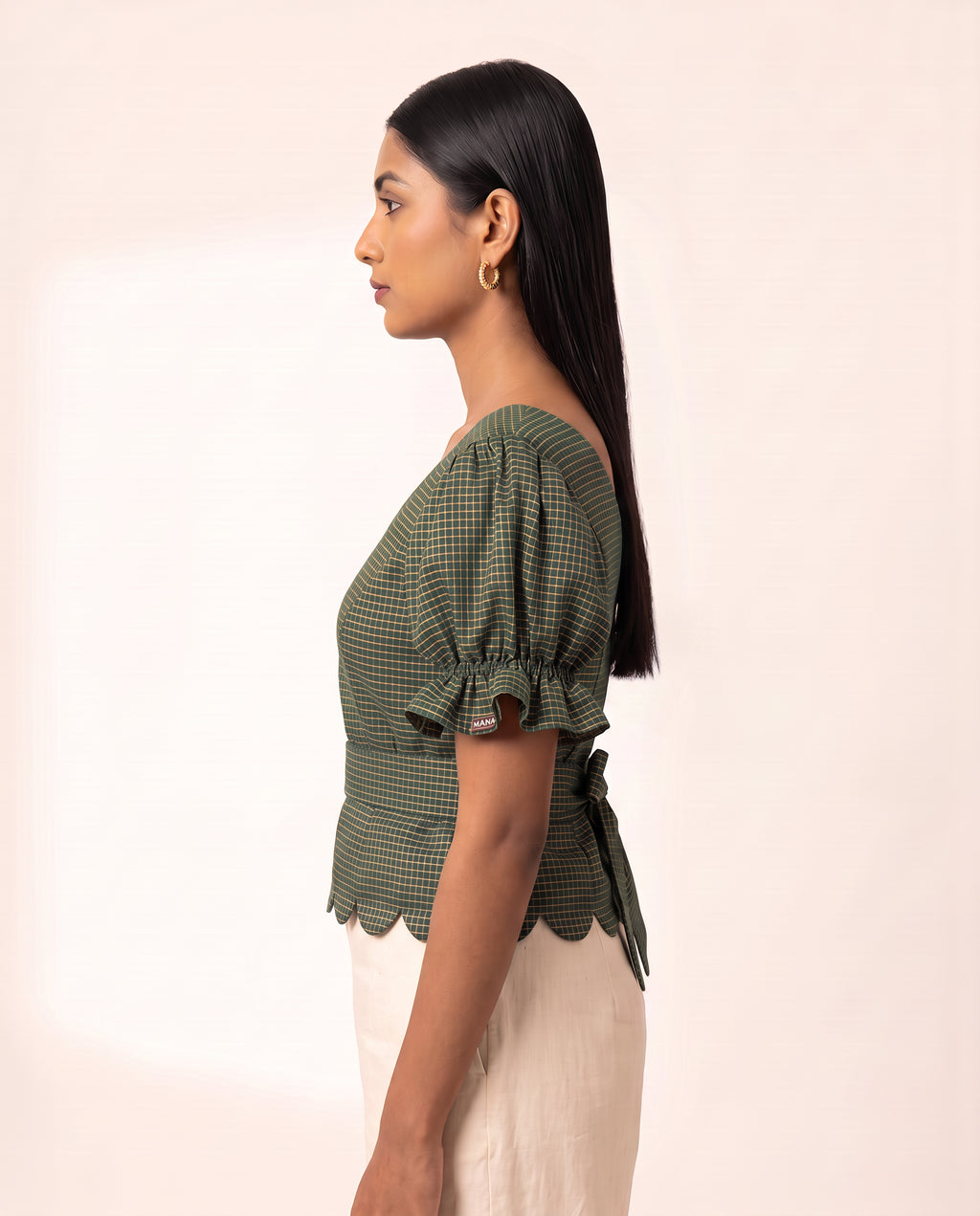Emerald Check Celebration Bow Duality Wear Top