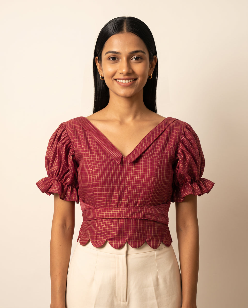 Ruby Check Festive Grace Duality Wear Top