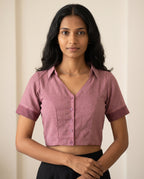 Dusty Rose Button-Up Blouse