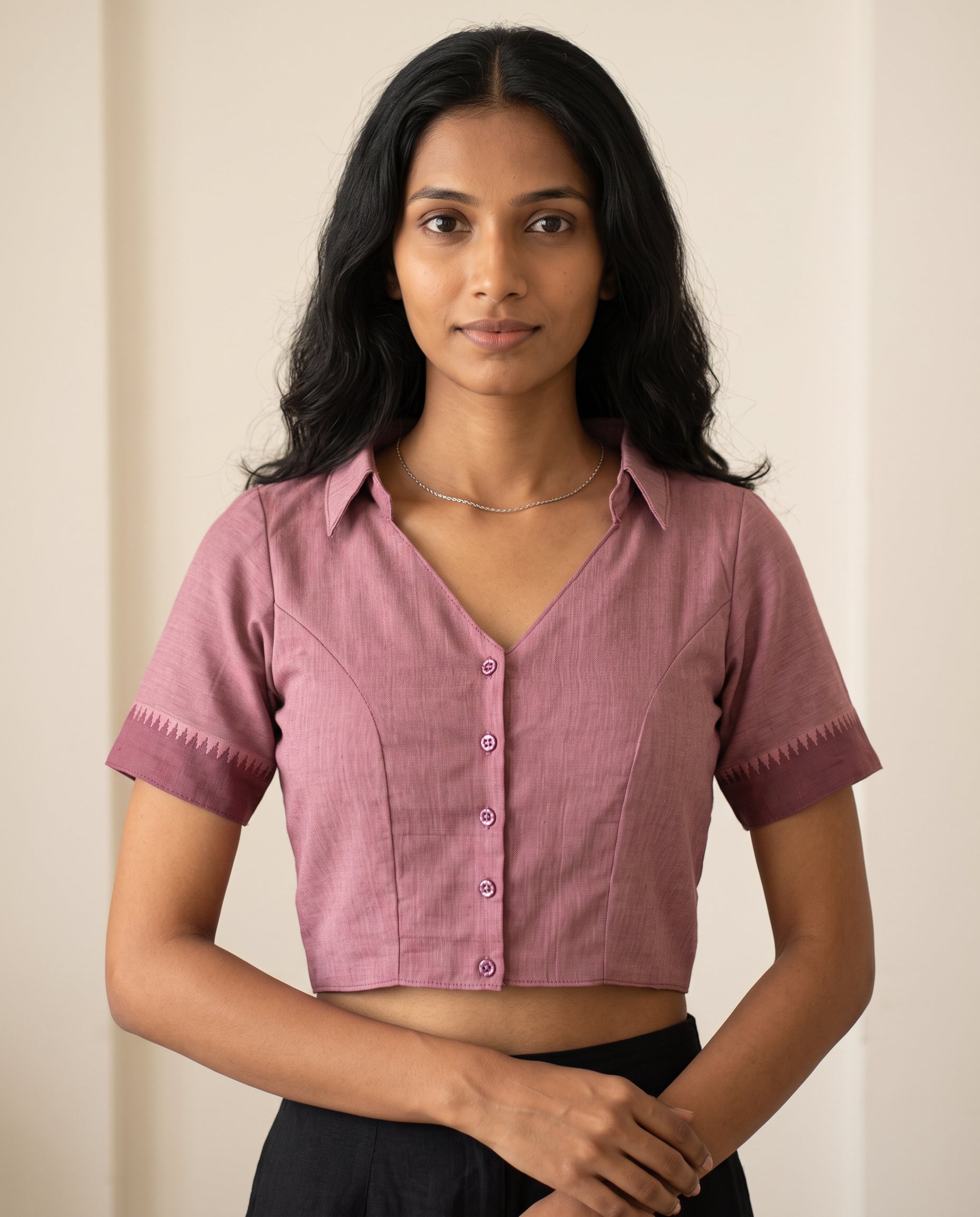 Dusty Rose Button-Up Blouse