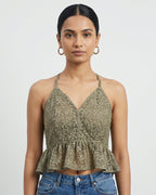 Olive Lace Grace Peplum Duality Wear Top
