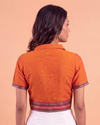 Sunset Orange Heritage Button-Up Blouse