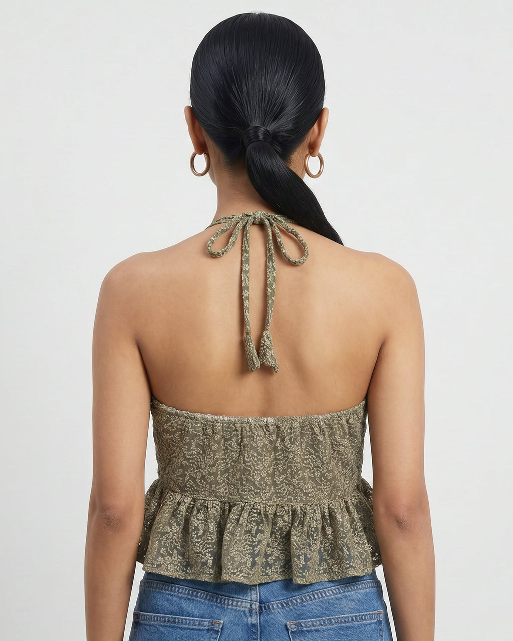 Olive Lace Grace Peplum Duality Wear Top