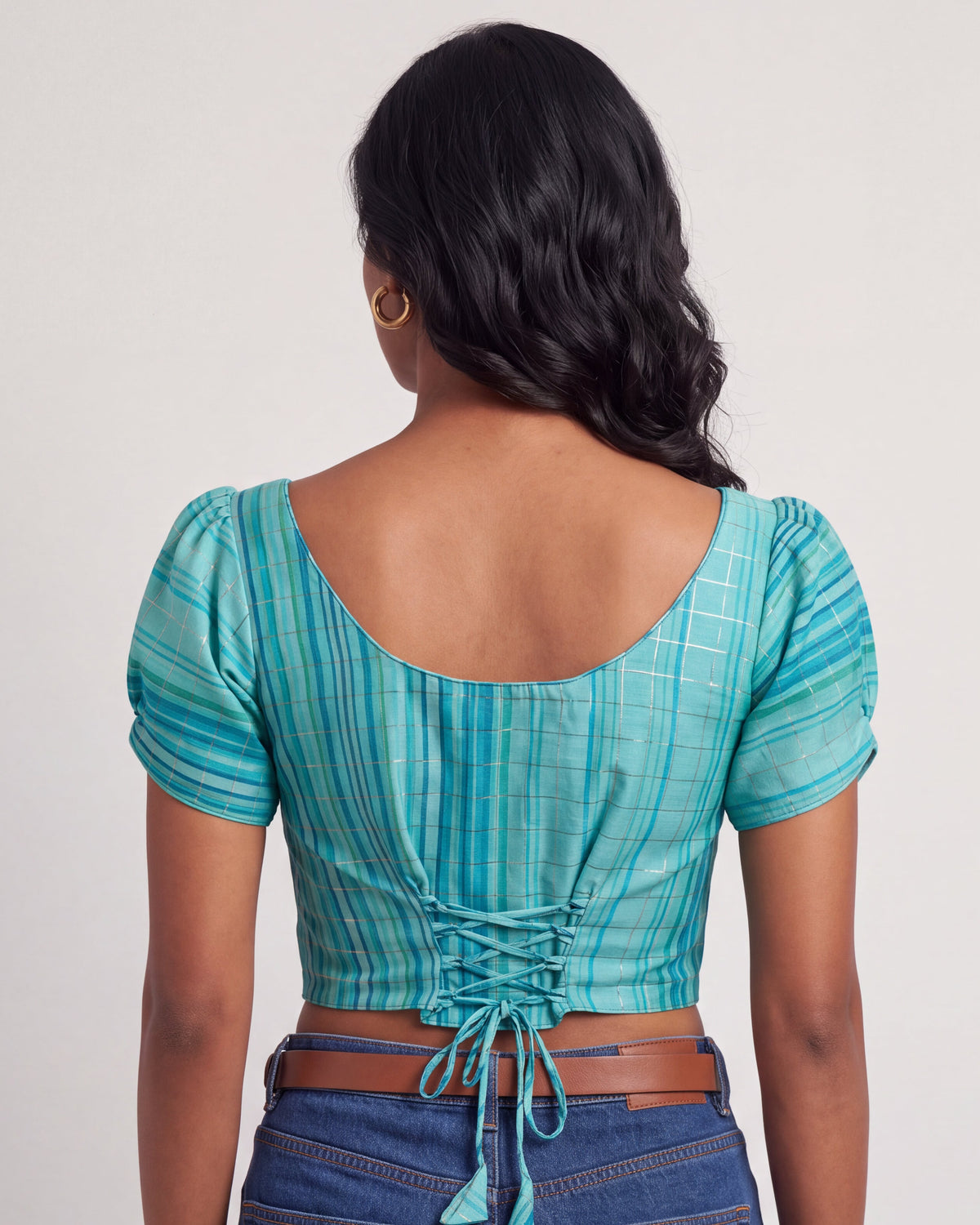 Aqua Festive Lace-Up Duality Wear Top