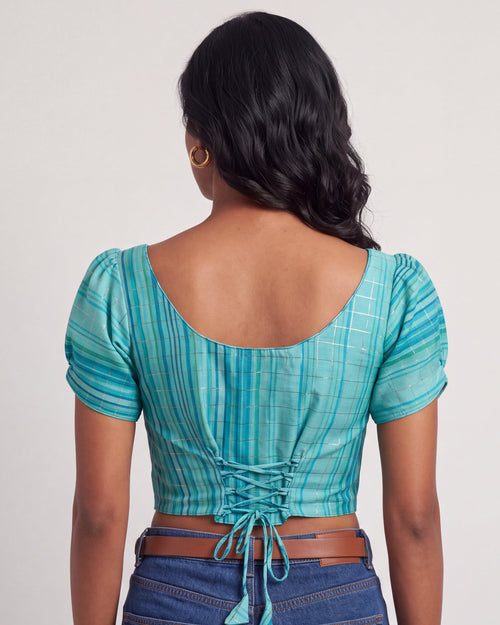 Aqua Festive Lace-Up Duality Wear Top