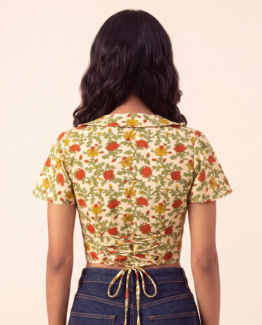 Floral Front-Zip Red Bloom Duality Wear Top