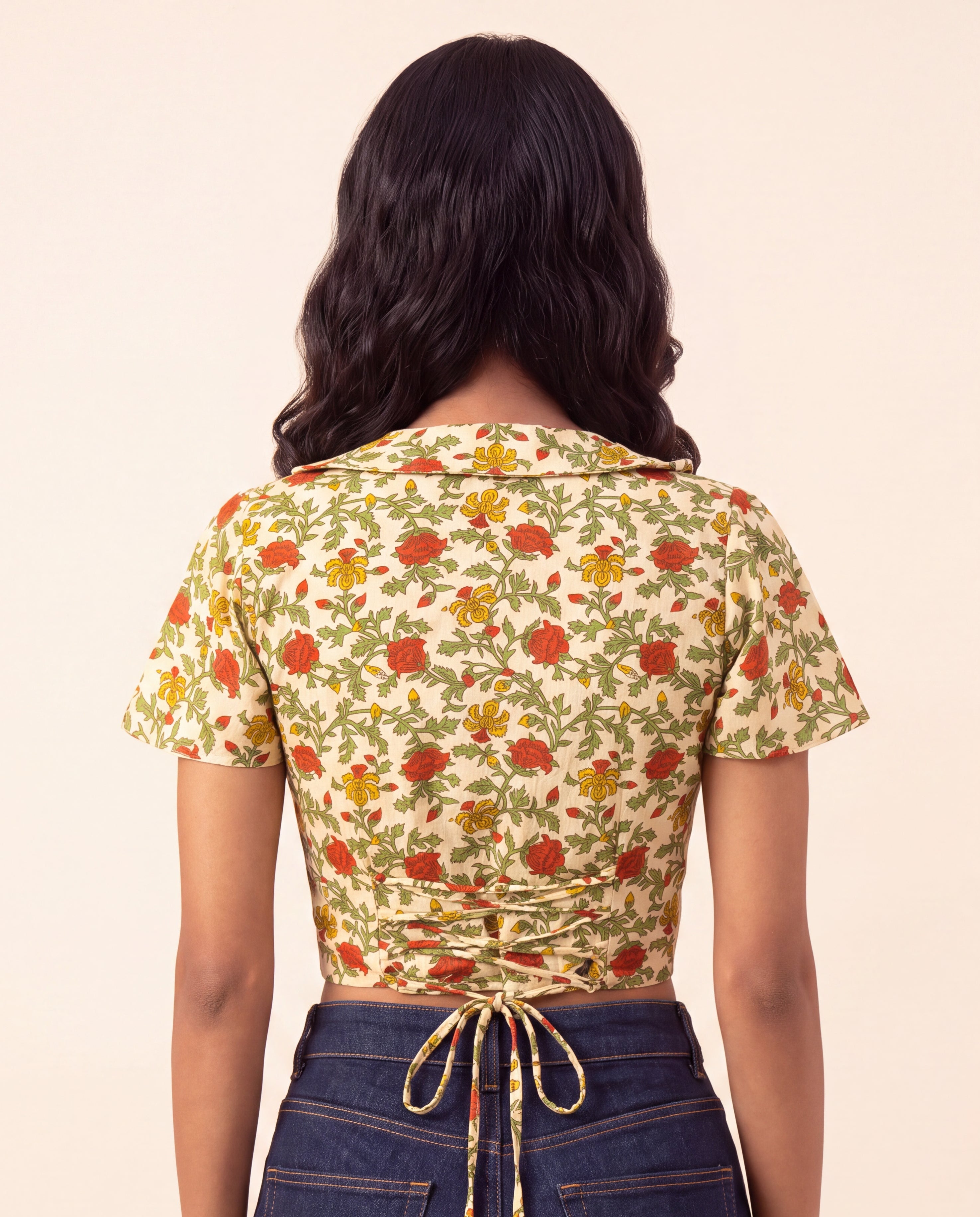 Floral Front-Zip Red Bloom Duality Wear Top