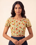 Floral Front-Zip Red Bloom Duality Wear Top