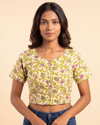 Purple Garden Duality Button-up Blouse Top