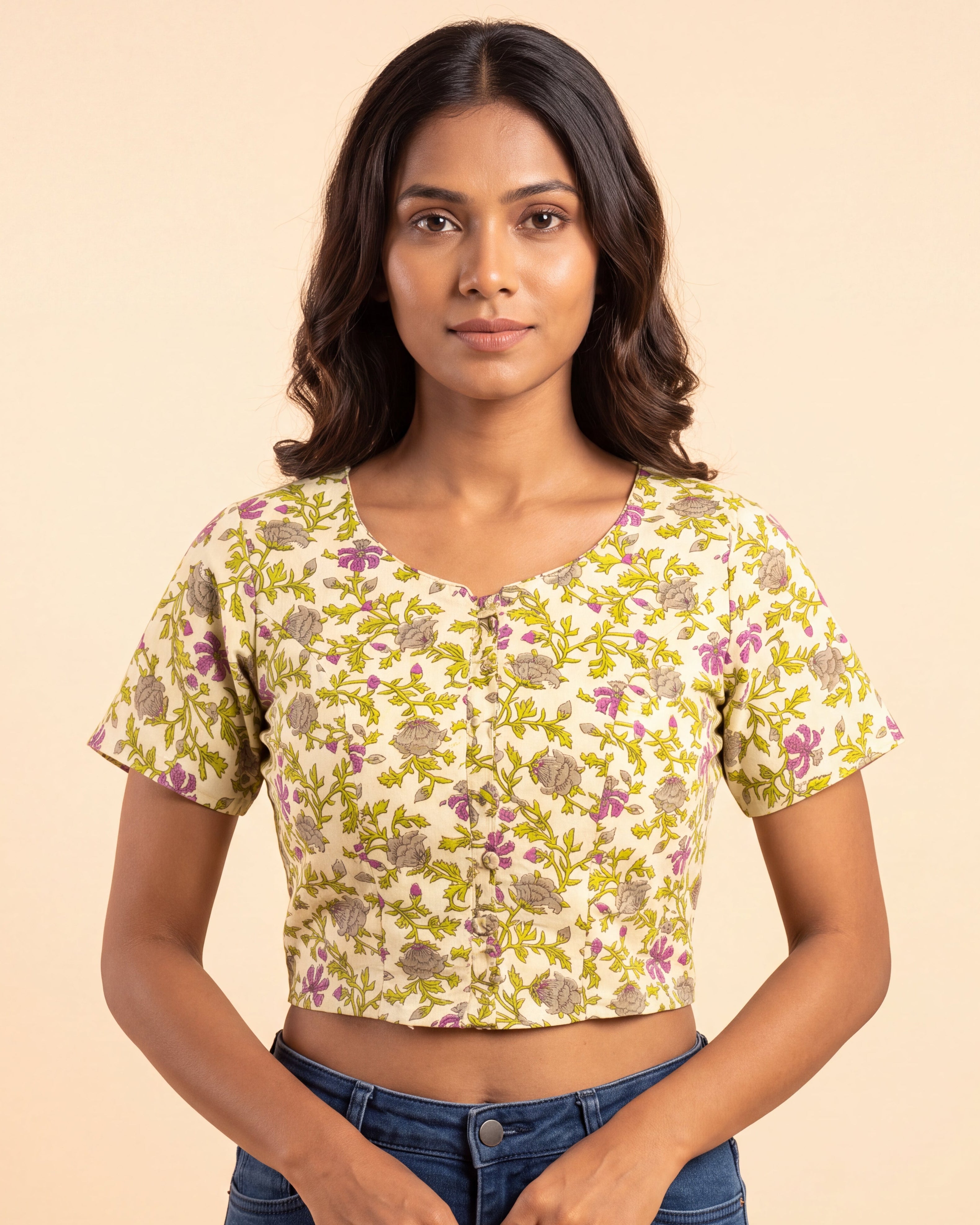 Purple Garden Duality Button-up Blouse Top
