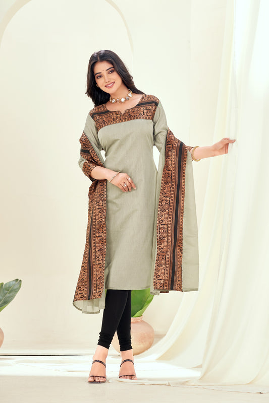Ash Ethnic Cotton Kurta with dupatta