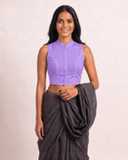 Lavender Sleeveless Front Open Classic Blouse photo 4