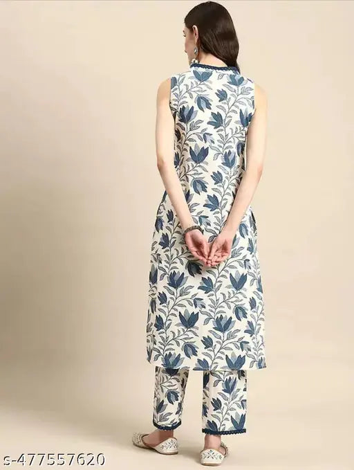 V-Neck Sleeveless Long Kurti Co-ord set