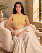 Marigold Glow Sleeveless Front Open Classic Blouse photo 7