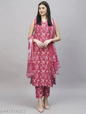 3 Pc Sleeveless Long Kurti Co-ord Set