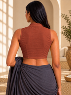 Terracotta Sleeveless Front Open Classic Blouse photo 3