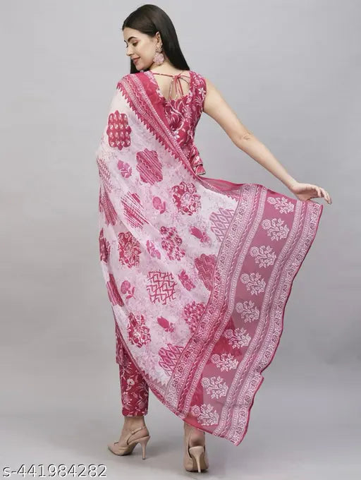 3 Pc Sleeveless Long Kurti Co-ord Set